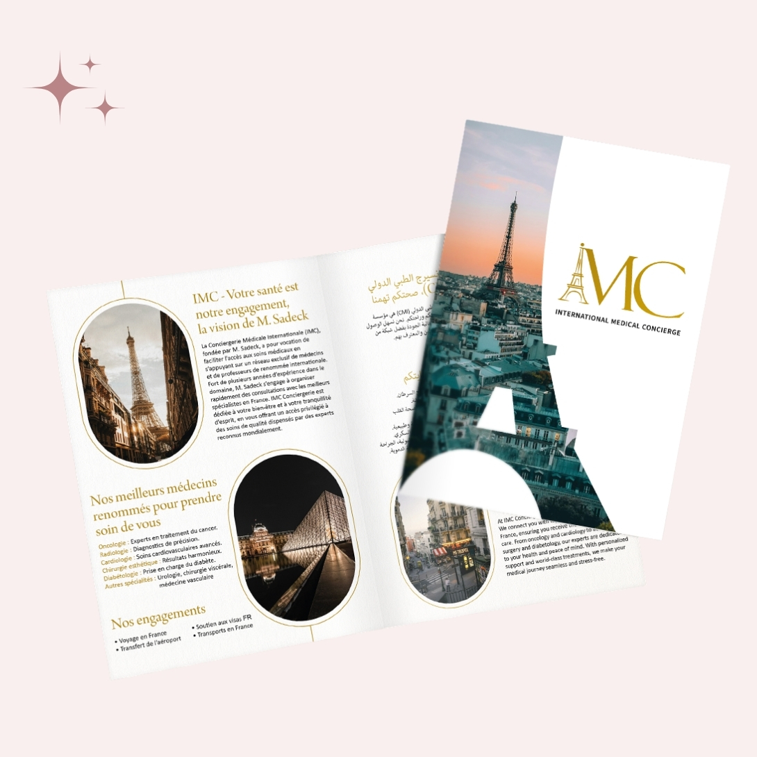Conception de brochure commerciale pour les services d’IMC.
